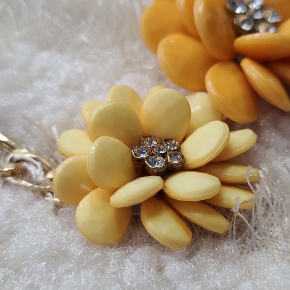 Stunning Necklace Yellow Marigold Petals Ombre Vintage Faceted Beads Crystals - Picture 4 of 8